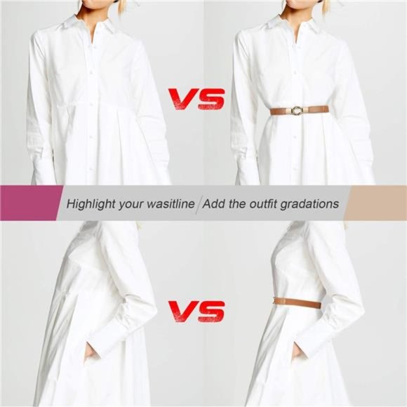 Women Skinny Belt for Dresses Retro Stretch Ladies Waist Belt Plus Size Set of 4 - Picture 4 of 6